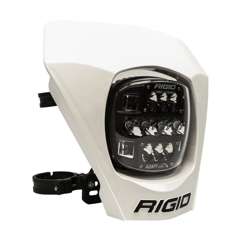 RIGID Adapt XE Extreme Enduro Ready To Ride Moto Kit, Includes LED Light With 3 Lighting Zones And GPS Module, Amber Light Cover, White Number Plate, Wire Harness, 3 Position Kill Switch, And Mounting Kit