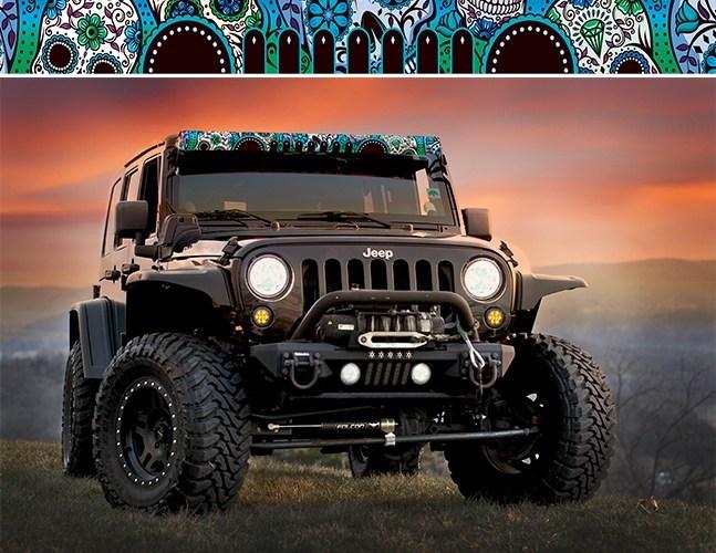 LED Light Bar Cover Insert Blue Sugar Skull 52 Inch AeroLidz