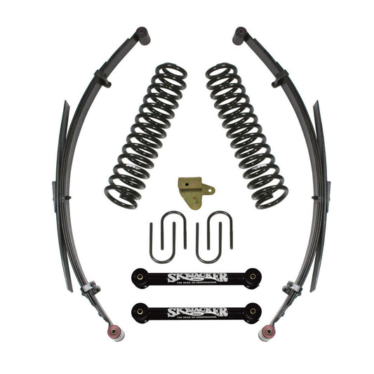 Jeep Cherokee Standard Lift Kit 3 Inch Lift 84-01 Cherokee Includes Front Coil Springs Rear Leaf Springs Front Lower Links Track Bar Relocation Bracket Rear U Bolt Kit Skyjacker