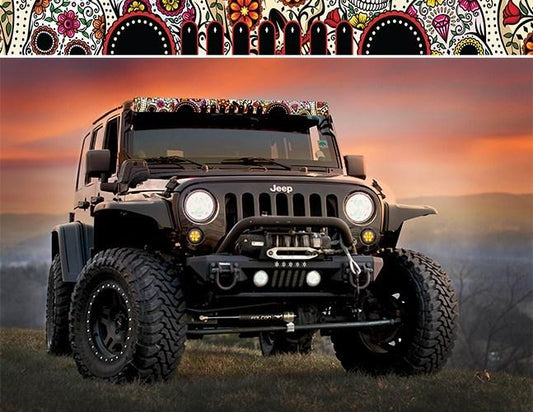 LED Light Bar Cover Insert Orange Sugar Skull 52 Inch AeroLidz