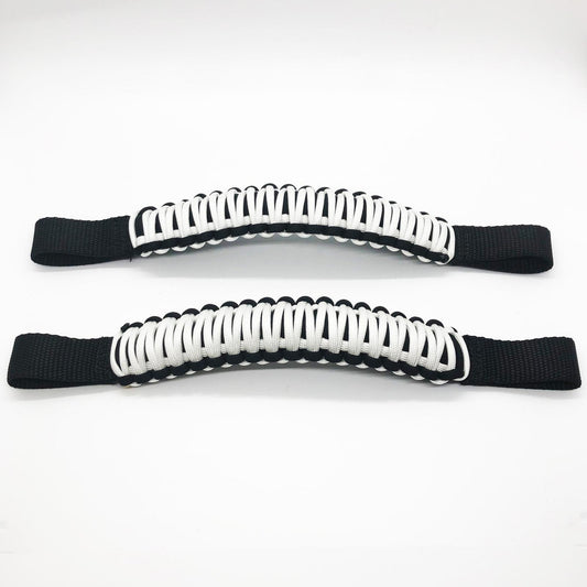 Bartact Paracord Grab Handle - Headrest - (Sold as Pair) - Black/White