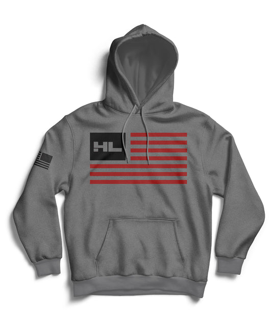 Highlift Offroad American Flag Hoodie- Heather Gray