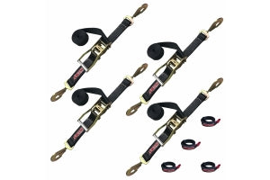 Bartact 2in x 12ft Bull Strap Heavy Duty Ratchet Straps w/Twist Snap Hooks - Set of 4