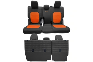 Bartact Tactical Rear Bench Seat Covers w/ Armrest - Black/Orange