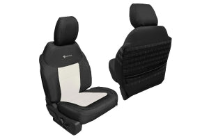Bartact Tactical Front Seat Covers, Black w/ White Vinyl