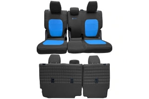 Bartact Tactical Rear Bench Seat Covers w/ Armrest - Black/Blue