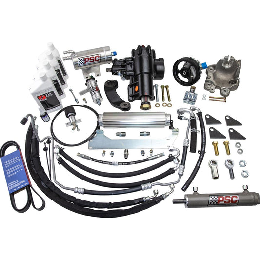 PSC Cylinder Assist  Steering Kit with the Big Bore XD steering gear for the 2020-Newer Jeep Wrangler JL/JLU and Gladiator JT 3.6L Pentastar Non-ETorque engine with Hydraulic Motor Mounts  Aftermarket 8.0  lock-to-lock axles and larger than 35 inch tires