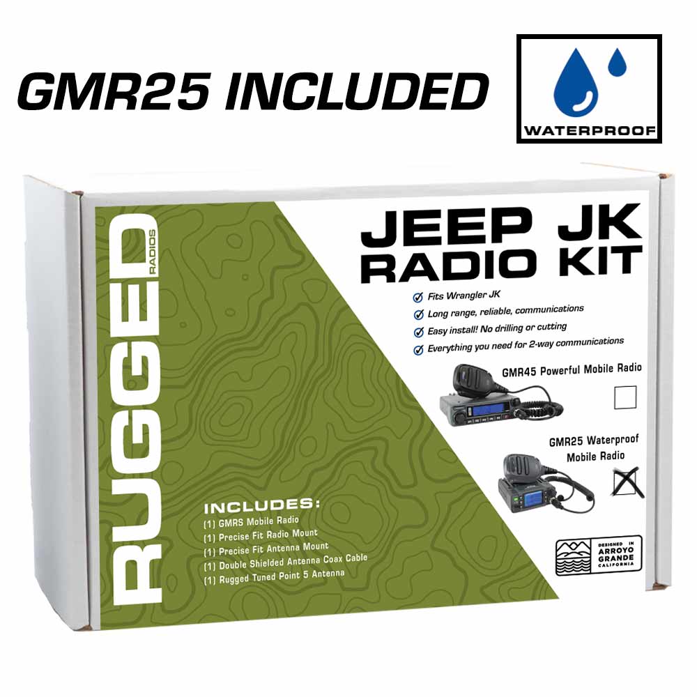 JK Jeep Radio Kit - with GMR25 WATERPROOF Mobile Radio for Jeep JK • 2 Door Only