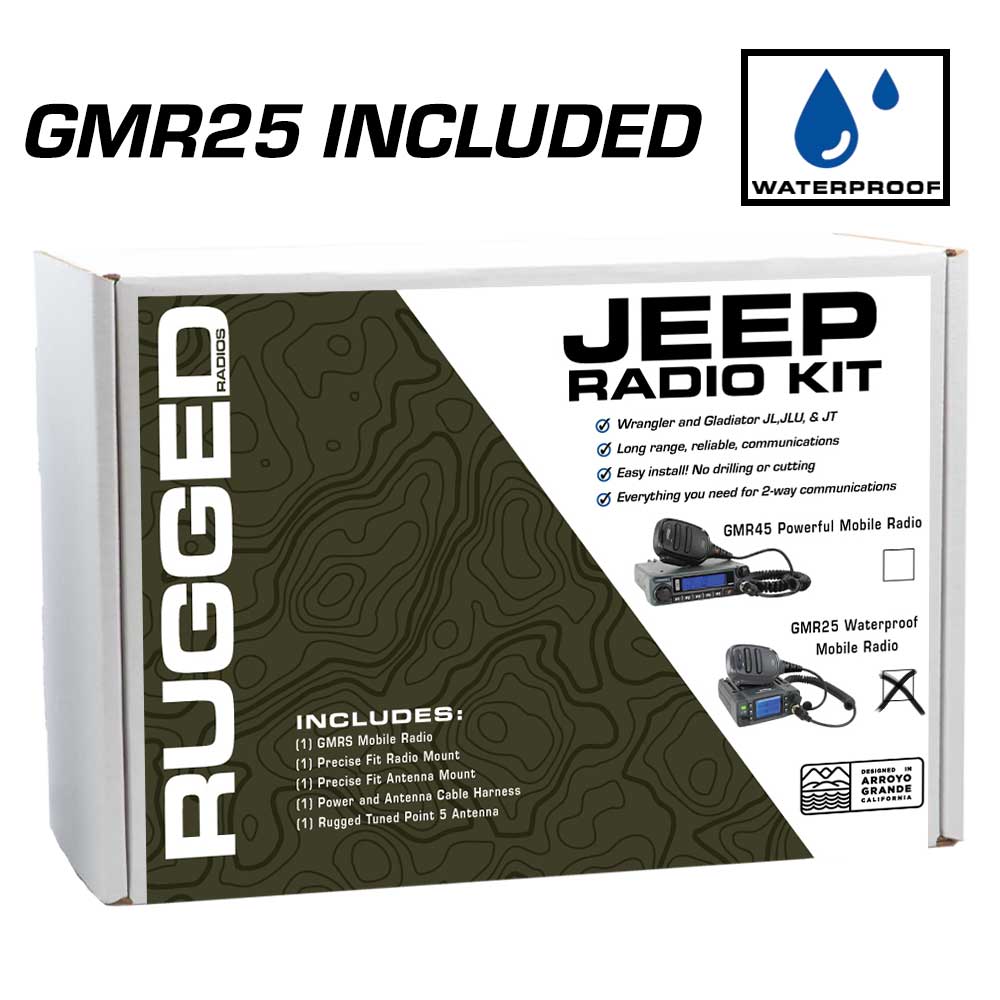 JP1 Jeep Radio Kit - with GMR25 WATERPROOF Mobile Radio for Jeep JL Wrangler, JT Gladiator