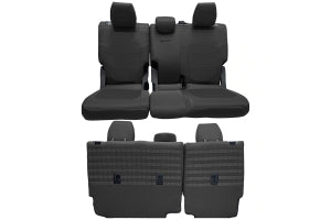 Bartact Tactical Rear Bench Seat Covers w/ Armrest - Black/White