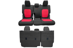 Bartact Tactical Bench Seat Cover, No Armrest - Black w/ Red