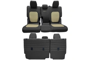 Bartact Tactical Rear Bench Seat Covers w/ Armrest - Black/Khaki